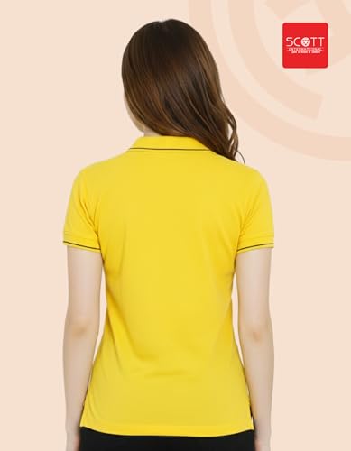 Image of Scott International Women's Cotton Polo T-Shirt | Half Sleeve Plain Collar Tee | Stylish Casual Top | Plain T-Shirt for Girls | Workwear for Office & Casual Wear