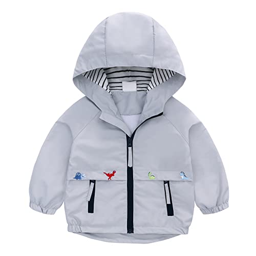 Famuka Kinder Jacke Baby Junge Übergangsjacke Kleinkinder Sommerjacke mit Kapuze (Grau, 24M)