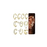 Chriscoco 10pcs Ear Cuff Faux Piercing Oreille Boucle Oreille Sans Trou Manchette d'oreille Pour Femme Earcuff Faux Piercing Helix Cartilage Boucles d'oreilles Femme Or/Argent