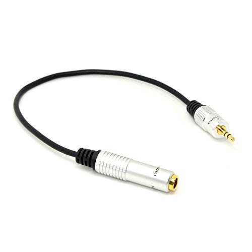 Adaptador de audio auxiliar 6.35mm hembra a 3.5mm macho 20cm miniatura 5