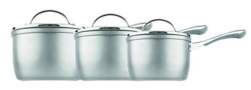 Prestige Prism Induction Aluminium Saucepan, Silver, 14 cm, 16 cm and 18 cm, Set of 3