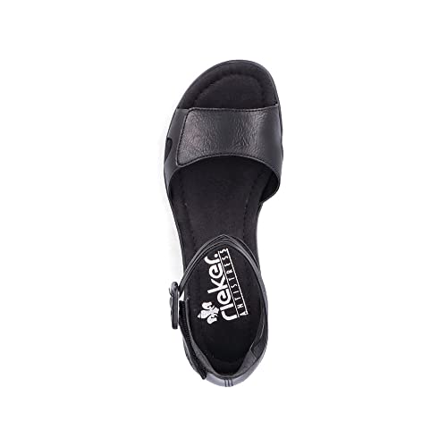 Sandali Rieker Donna Con Zeppa 5 Cm Neri â Cinturino Con Fibbia, Comfort - 4