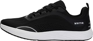 WHITIN Mens Zero Drop Width Wide Toe Box Road Running Shoes Size 10 Sport Walking Logging Walking Lightweight Training Athletics Male Black White 44