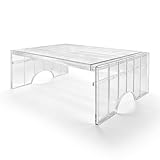 Diakey Expandable Freezer Shelf, 2 Heights Adjustable Refrigerator Organizer, Acrylic Shelf Riser Kitchen Cabinet Rack for Pantry, Cupboard, Countertop, Office