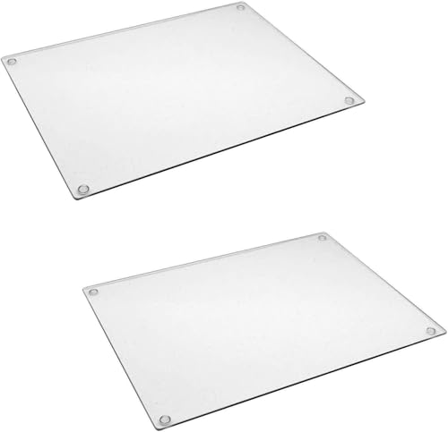 Deenz (Set of 2) Extra Large 50X40Cm Completely Clear & Flat Float Glass Worktop Protector for Your Kitchen Surface