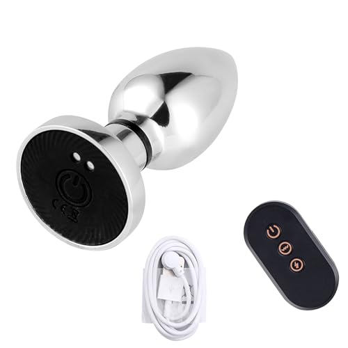 AMAZBEE Plug Anale Vibratore Anale in Metallo Con 10 Vibrazioni 6 tipi di Scosse Elettriche Massaggiatore Prostatico Plug Anale con Funzione di Telecomando per Uomini e Donne Giocattoli Sessuali (S)