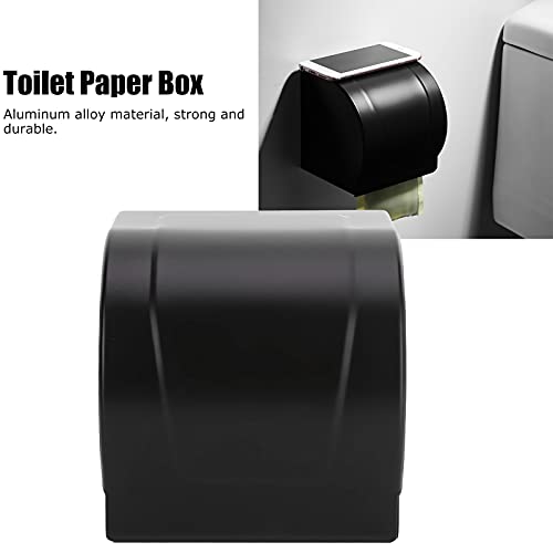 HAOHIZE Covered Toilet Paper Holder, Cat Proof Toilet Paper Holder Wall Mounted Bathroom Toilet Paper Shelf Cover Aluminum Alloy Toilet Paper Roll Holder Black by HAOHIZE - Image 3