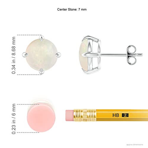 ANGARA Natural Opal Solitaire Earrings for Women | Basket-Set Round Opal Stud Earrings in 14K Solid Gold/Sterling Silver/Platinum | October Birthday, Anniversary, Gemstone Jewellery Gift2