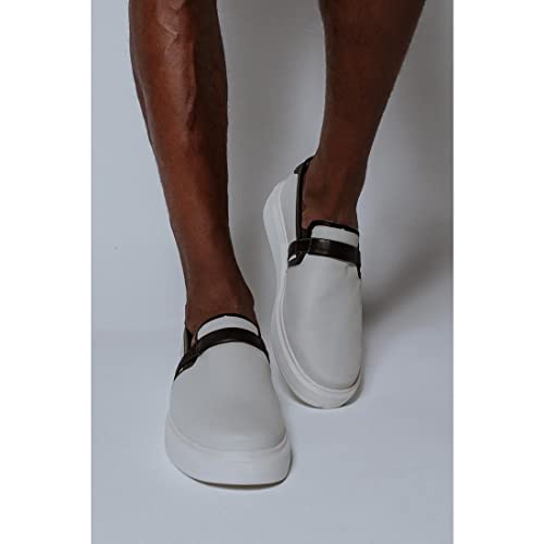 Sapato Iate Casual Masculino Linha Premium Couro Slip On Elite cor:Branco;Tamanho:38