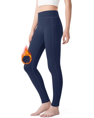 BOOPH Girls Fleece Lined Leggings Winter Teens Athletic Running Yoga Pants with Pockets 7-14 Y