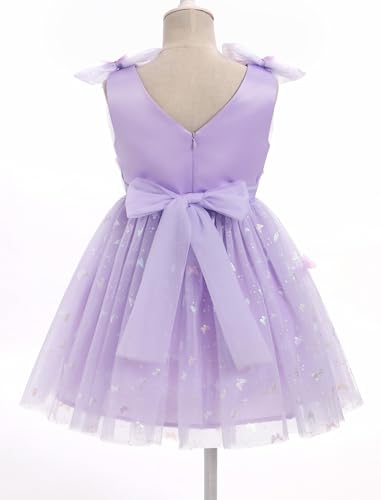 Image of IMEKIS Toddler Kids Girls Butterfly Dress Sparkle Sequins Tulle Wedding Formal Birthday Dresses 2-10T