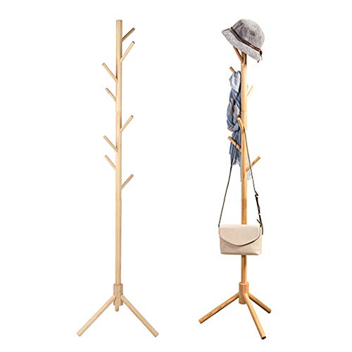 Rack de manteau design arbre en bois avec base de sol stable pour sacs
