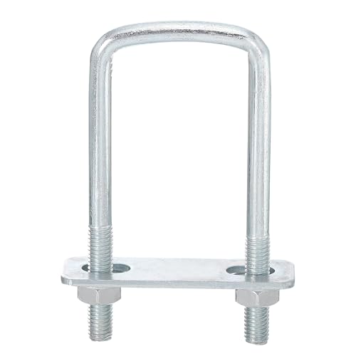 Image of uxcell Square U-Bolts, 6 Sets 40mm Inner Width 100mm Length M8 Zinc-Plated Carbon Steel U Clamp Bolt with Nuts and Plates, for Boat Trailer