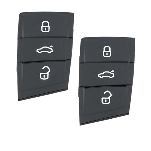 EcoJozon Lot de 2 Coques de Clé de Voiture en Caoutchouc 3 Boutons de Remplacement pour Boitier de Cle Compatible avec VW Polo Golf 7 MK7 Skoda Karoq Kodiaq...