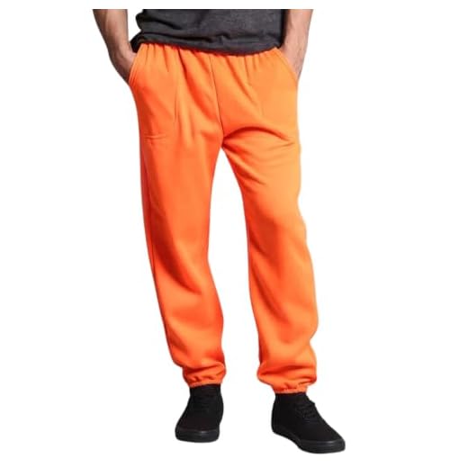 Victorious Men's Elastic Cuff Fleece Sweatpants - HILLSP - Neon Orange - Medium