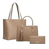 Kit Bolsa Feminina Sacola De Ombro Transversal De Mão E Carteira (Amêndoa)