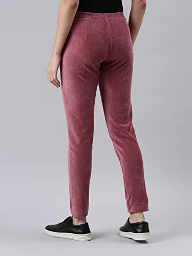 Image of GO COLORS Solid Corduroy Treggings for Women | Warmtech, Mid Rise, Side Pocket