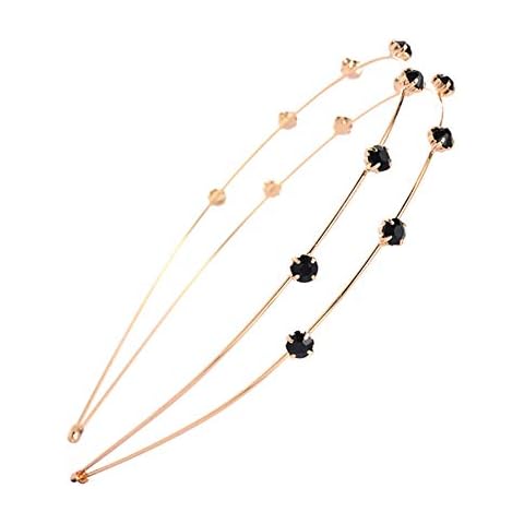 Fodattm Sweet Rhinestone Double Row Headband Hair Hoop Crystal Hairband Hair Accessories for Women (gold) Cover