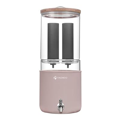 FACHIOO Gravity-Fed Water Filter System, Glass Water Purifier Countertop with 2 Filters, 2.25 Gallon