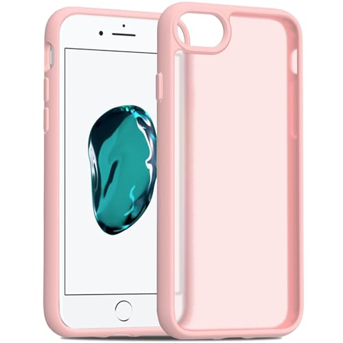 TENOC Phone Case Compatible with iPhone SE (2nd 2020 and 3rd 2022 Generation) & iPhone 7 & iPhone 8, Pink Case Translucent Protective Bumper Matte Hard Back Cover for 4.7 Inch