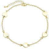 Poxtex Gold Heart Bracelets for Women Trendy, Dainty Cute 14k Gold Plated Heart Bracelet Non Tarnish, Adjustable Waterproof Valentines Day Jewelry Gifts for Lover Women Her Mom Wife