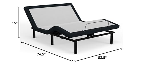 Image of Blissful Nights Full e3 Adjustable Bed Base Frame with Head and Foot Incline, Wireless Remote Control, Easy Assembly, and 10 Year Warranty