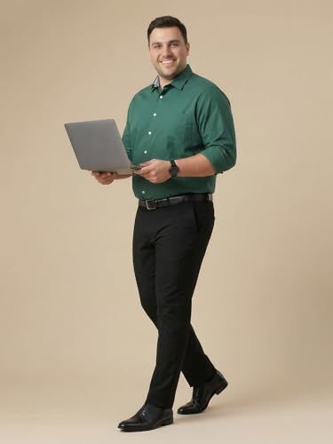Image of Thomas Scott Men's Regular Fit Formal Shirt | 100% Cotton Long Sleeves | Spread Collar with Contrast Fabric (Available in Plus Size)