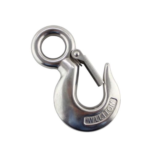 Gancho de Elevación Carga de trabajo WLL 0,5 T/0,75 T/1T/1, T/2T/3T S320 acero inoxidable 304 cadena ojo fijo elevación gancho carga con cerradura(3T WLL)