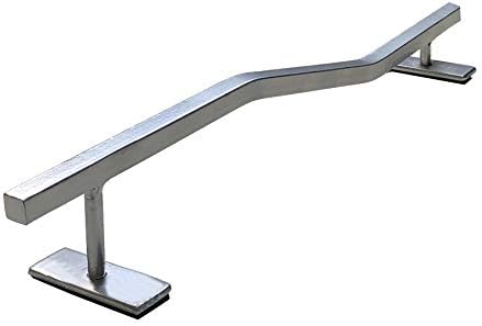 FLVFF Fingerboard Rail Metal Made of Solid Square Steel 2 Levels Grind Rails Ramp and Skate Parks (R6) (Silver)