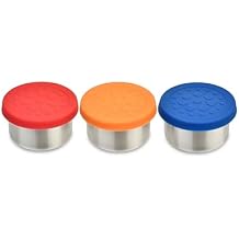 LunchBots Tiny Dips Condiment Containers - Set of 3 - Perfect Portion Cups - Spill Proof Lunch Box Sauce Container with Lid - Food Grade Stainless Steel - 1.5oz - Dishwasher Safe - Assorted Lids