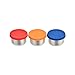 LunchBots 1.5oz Leak Proof Dips Condiment Containers - Set of 3 (1.5 oz) - Spill Proof in Bags and Bento Boxes - Food Grade Stainless Steel and Silicone Lids - Dishwasher Safe - Primary Set