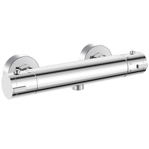 Duscharmatur mit Thermostat, Aufputz Duschthermostat Mischbatterie Dusche Thermostat mit 38 °C Sicherheitstaste, Chrome Thermostat Dusche für Badewanne, G1/2