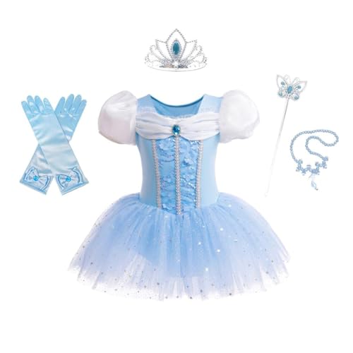 Dressy Daisy Princess Glass Slipper Ballet Leotards Tutu Dress for Baby Girls Ballerina Outfits Dance Costume Dancewear with Tulle Skirt and Accessories Size 18 to 24 Months