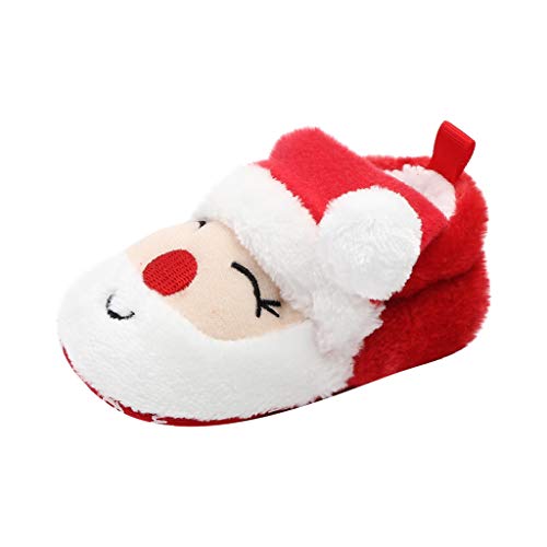 Baby Christmas Boots Slipper Shoes Infant Newborn Santa Booties Toddler Winter Warm Prewalker for Boys Girls (6~12 M, Red)