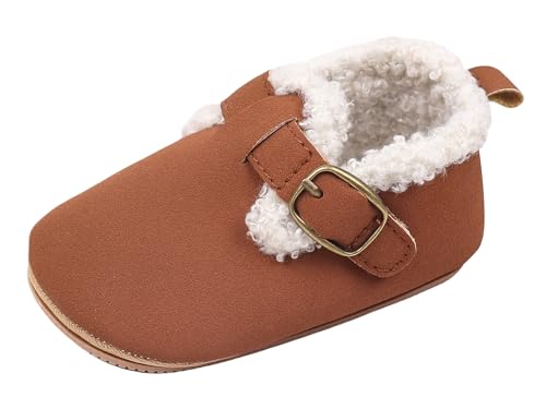 Happy Cherry Toddler Newborn Walking Crib Shoes Ankle Boots for Infant Boys Girls Fleece Booties Anti-Slip Rubber Sole Sneakers