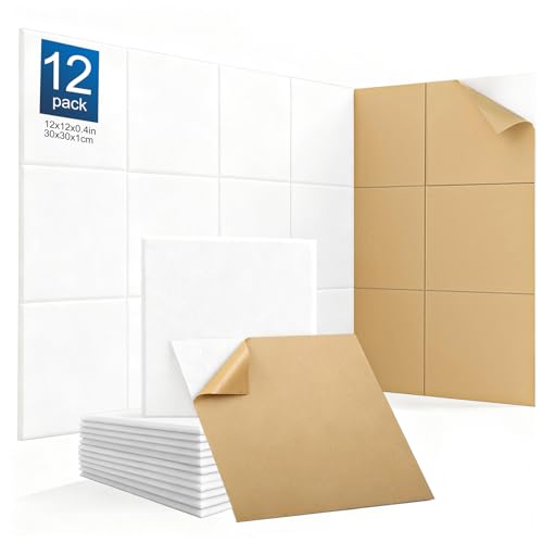12-Pack Acoustic Wall Panels with Self-Adhesive
