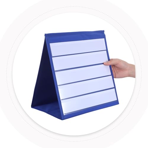 Présentoir de bureau autoportant bleu DIKACA petit format en plastique robuste
