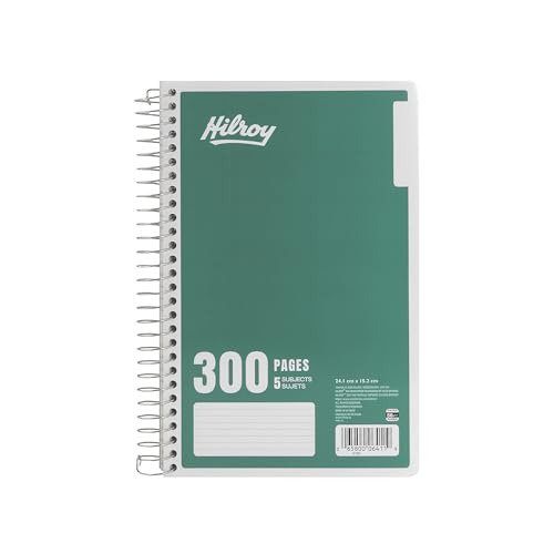 Hilroy 5-Subject Coil Notebook, 6” x 9", Wide Ruled, 300 Pages/150 Sheets, Coloured Thumb Index, Green Cover, Box of 10 (13402A) by Hilroy - Used condition - CA$32.28