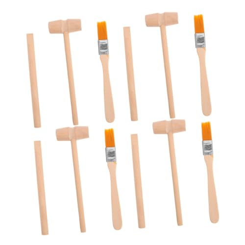 Amosfun 4sets Attrezzi per Scavi per Ragazzo Ragazza Strumenti per Scoperta dei Dinosauri Mini Martello in Legno Spazzola e Scalpello di Strumenti per Giochi di Finzione e Avventure