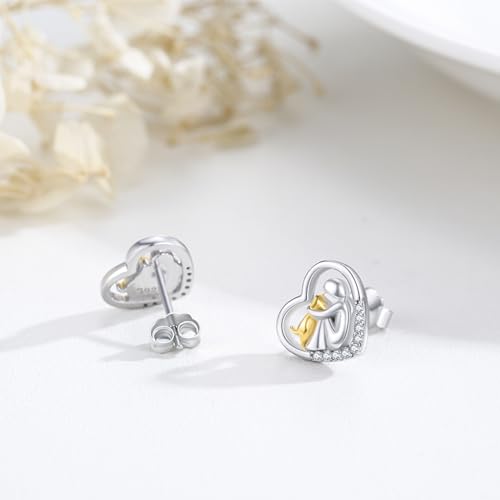 Image of 925 Sterling Silver Dog Earrings Cute Animal Puppy Stud Earrings Dog Jewelry Gifts for Women Girls Pet Lover Hypoallergenic Earrings for Sensitive Ears