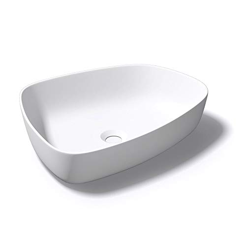 Sogood Lavabo vasque à poser blanc mat 60cm lave main colossum-806M 51,1x38,7x12cm