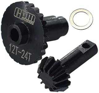 Medium Carbon Steel Front Or Rear Bevel Gear Set 12T/24T for Traxxas 1:18 TRX4M Ford Bronco Crawler 97074-1 / TRX4M Land Rover Defender 97054-1 / TRX4M K10 High Trail Crawler 97064-1 Upgrades - Black