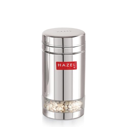 Image of HAZEL Stainless Steel See Through Transparent Container | Kitchen Air Tight Storage Dabba Containers Set of 2, 1200 ML