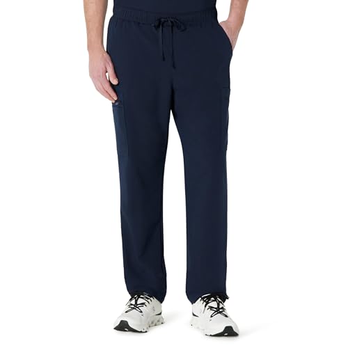 Amazon Basics Mens Scrubs Tapered Leg Pants Elastic Waistband Navy Medium