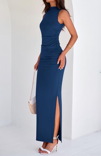 BTFBM Summer Two Piece Skirt Set for Women 2025 Dressy Lightweight Sleeveless Knit Top Going Out Split Maxi Skirt Set