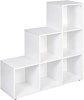 Naples 6 Cube Step Storage Bookshelf Unit (Stone Grey)
