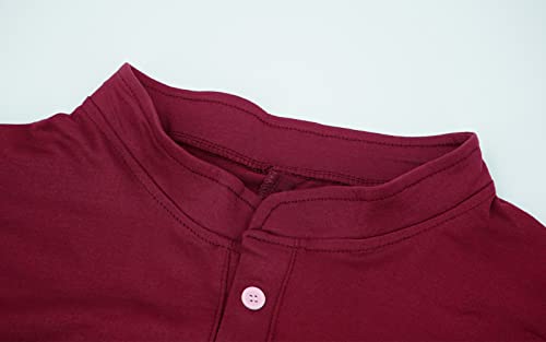 Aieoe Men’s One Piece Pajamas Stretch Long Sleeve Onesie Jumpsuit Solid Soft Union Suit Button Down Lounge Romper Breathable Knit Crew Neck Sleepwear Red Us Size M #TOP1