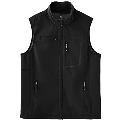 Mofiz Black Vest Men, Waterproof Light Fleece Outerwear Sleeveless Hiking Jackets For Men Winter Warm Utility Vest Medium #TOP3