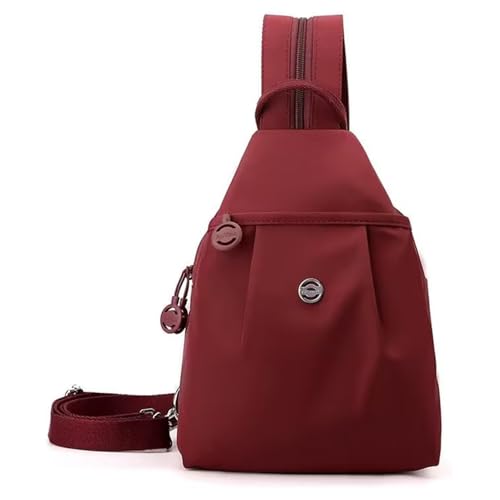 Waterproof Oxford Large Capacity Convertible Shoulder Bag, Backpack Chest Bag Double Zipper Capacity, For Women (Red)