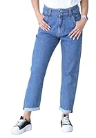 MYT Womens Boyfriend Jeans Ladies High Wide Waist Tapered Leg Denim PantsLight Blue 12